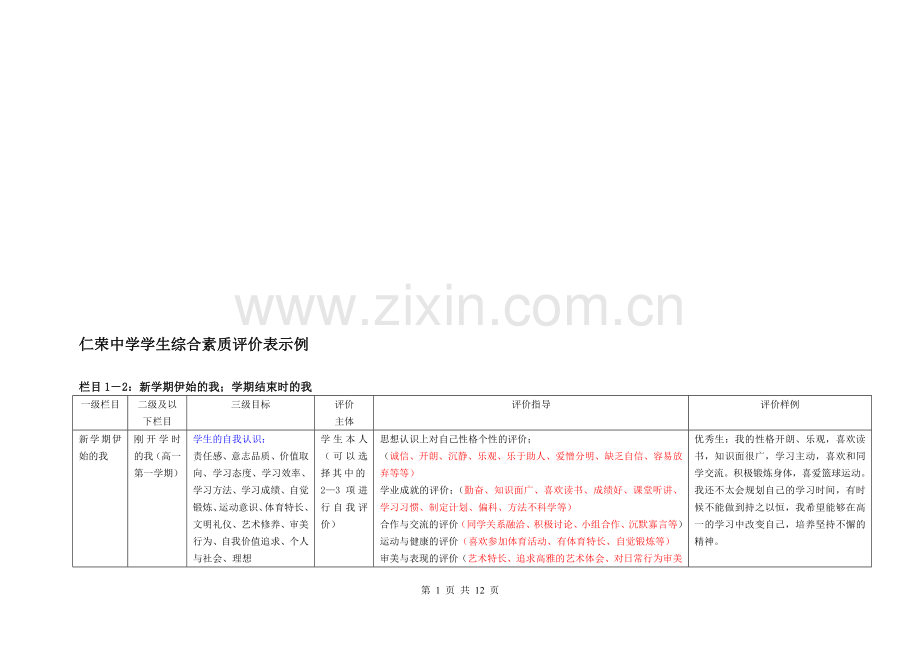学生参考综合素质评价表综合.doc_第1页