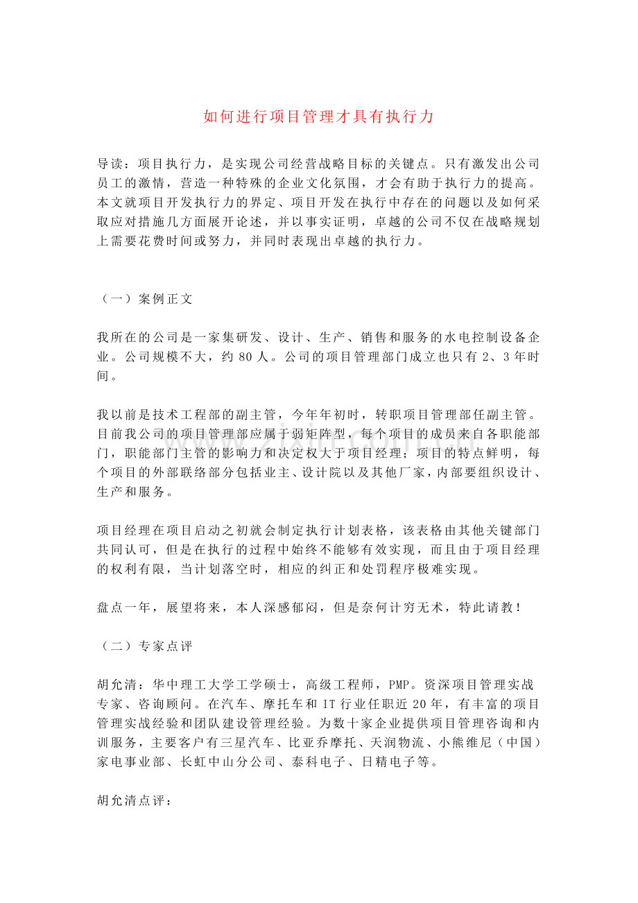 如何进行项目管理才具有执行力.doc_第1页