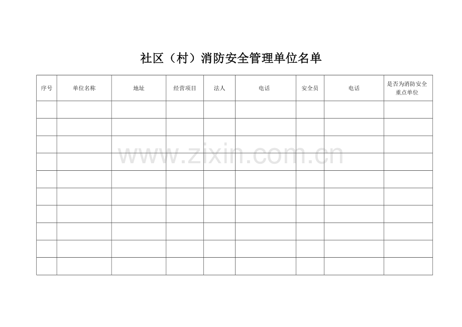 社区消防安全管理单位名单.doc_第1页
