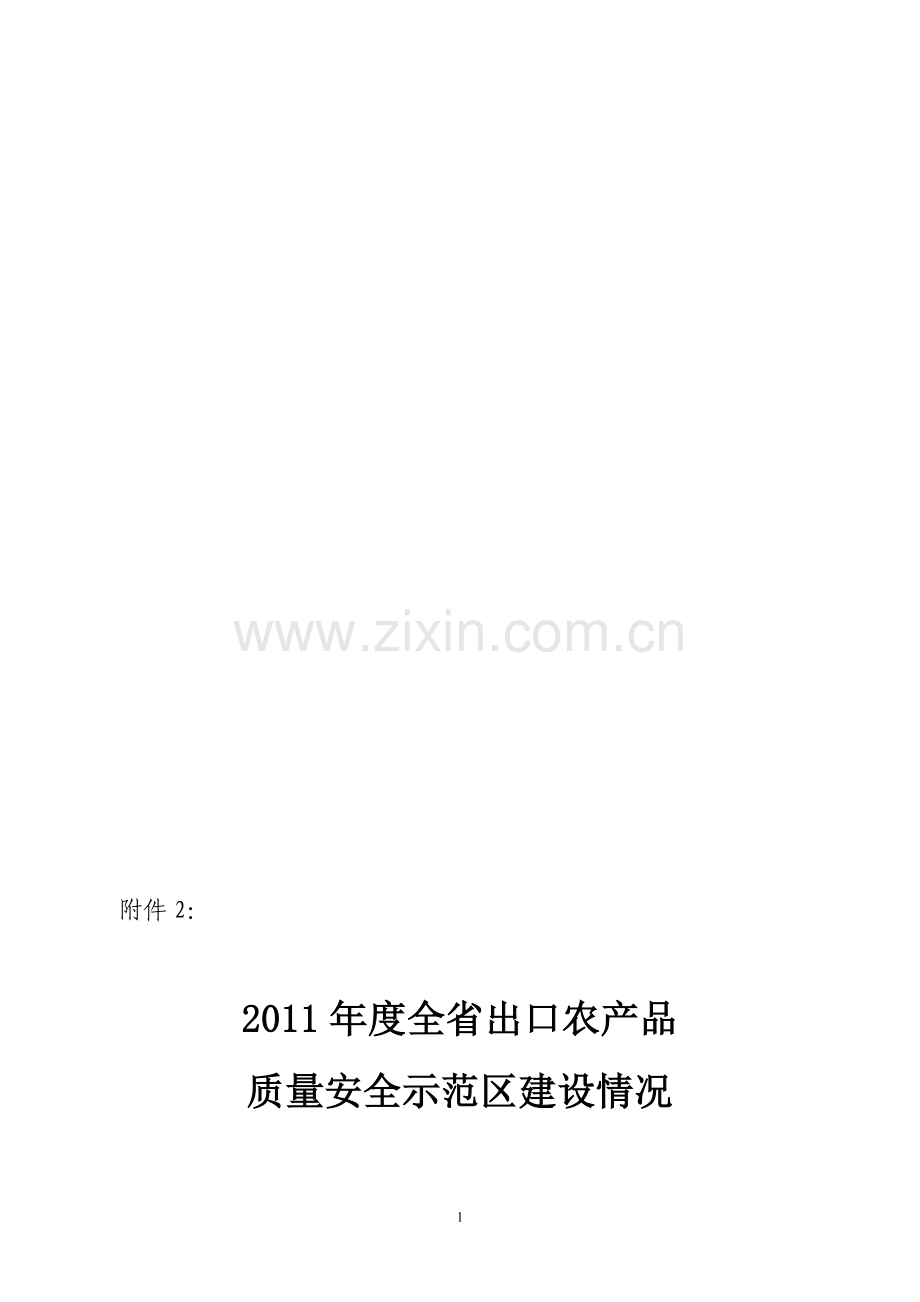 2011年度全省出口农产品质量安全示范区建设情况考核表..doc_第1页
