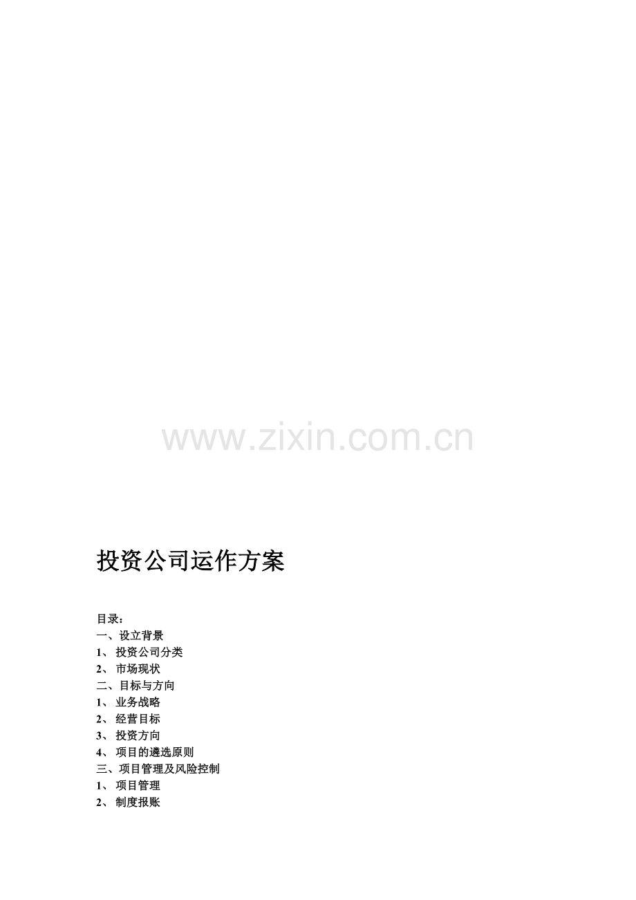 投资公司运作方案.doc_第1页