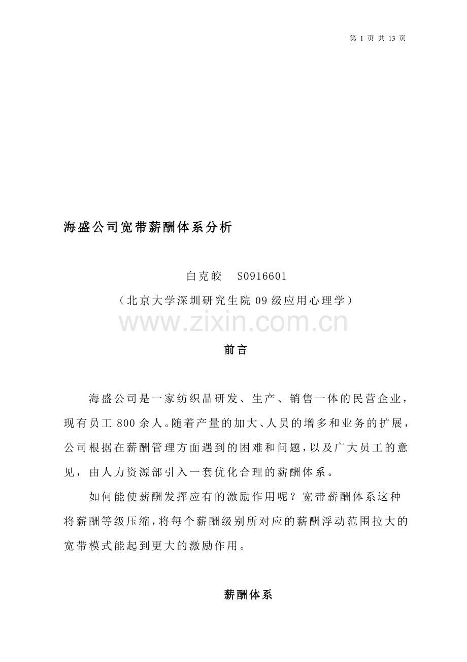 海盛公司宽带薪酬体系分析.doc_第1页