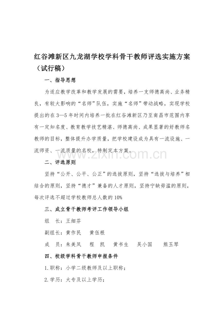 骨干教师评选实施方案.doc_第1页