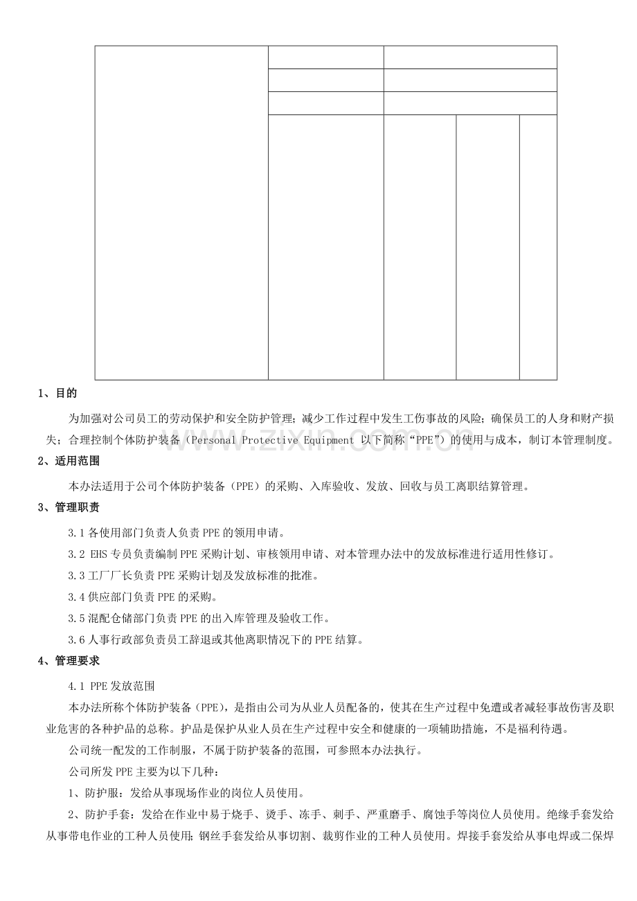 个体防护装备管理制度.doc_第1页