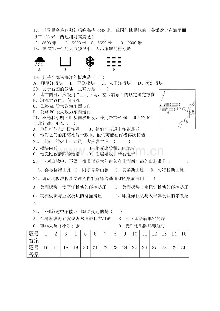 七年级地理上册期中检测试题6.doc_第2页