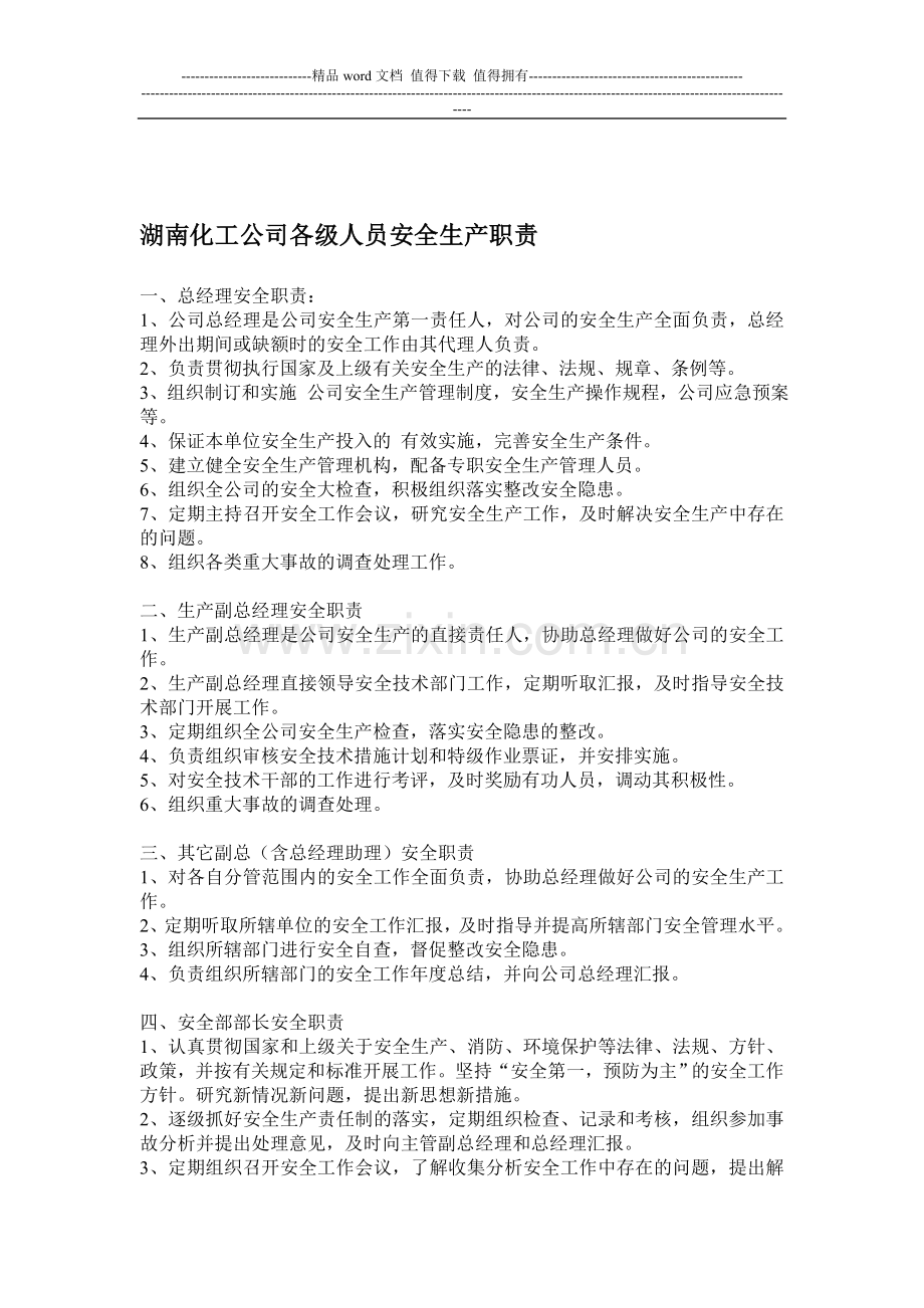 湖南化工企业安全职责-文档.doc_第1页