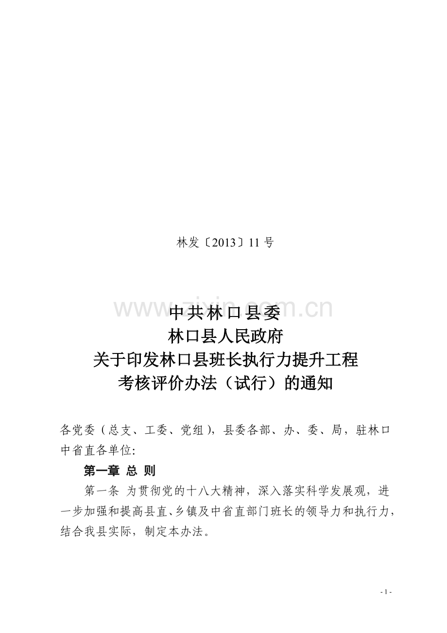 一把手执行力考评方案-定稿-doc.doc_第1页