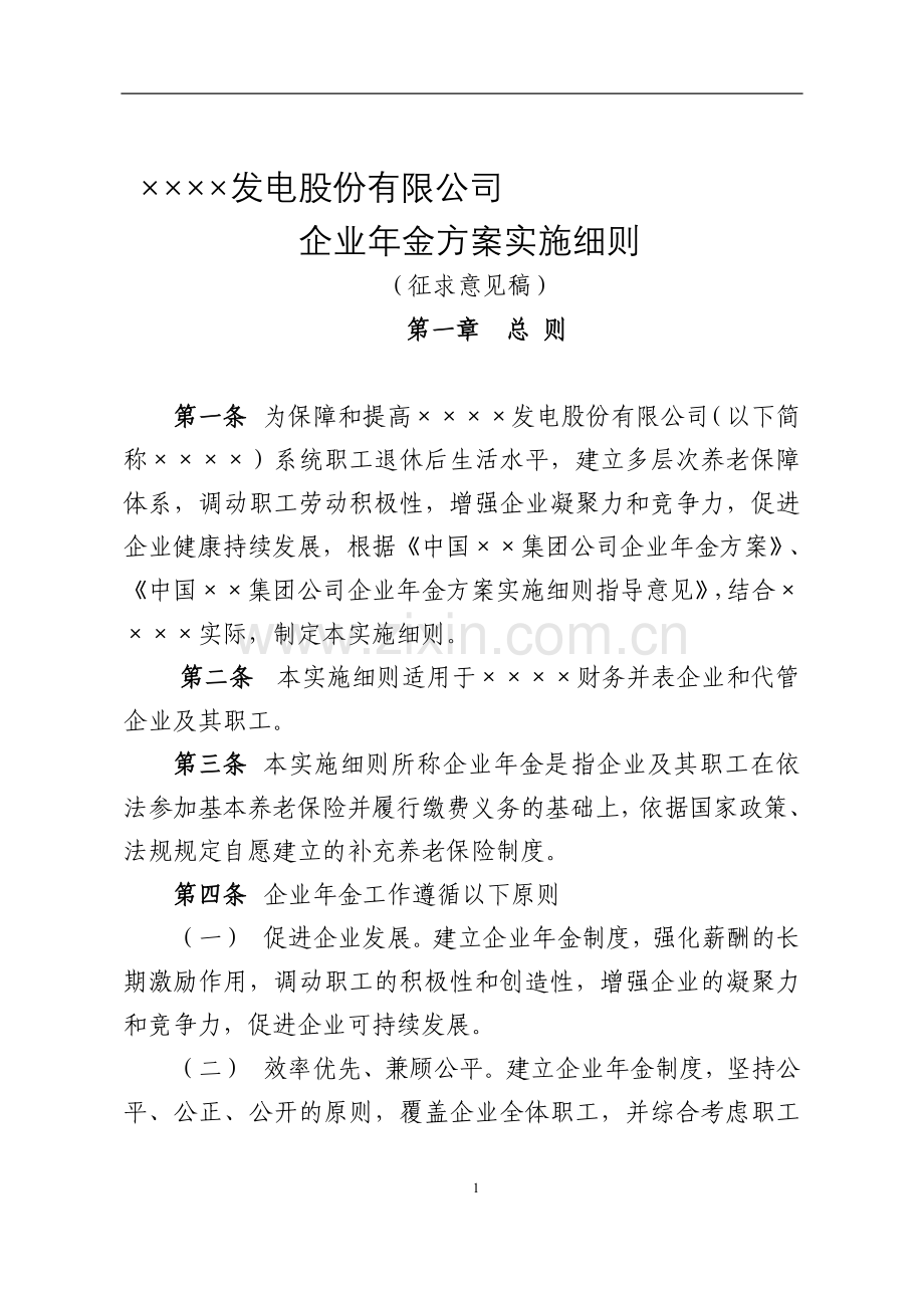 发电股份有限公司企业年金方案实施细则.doc_第1页