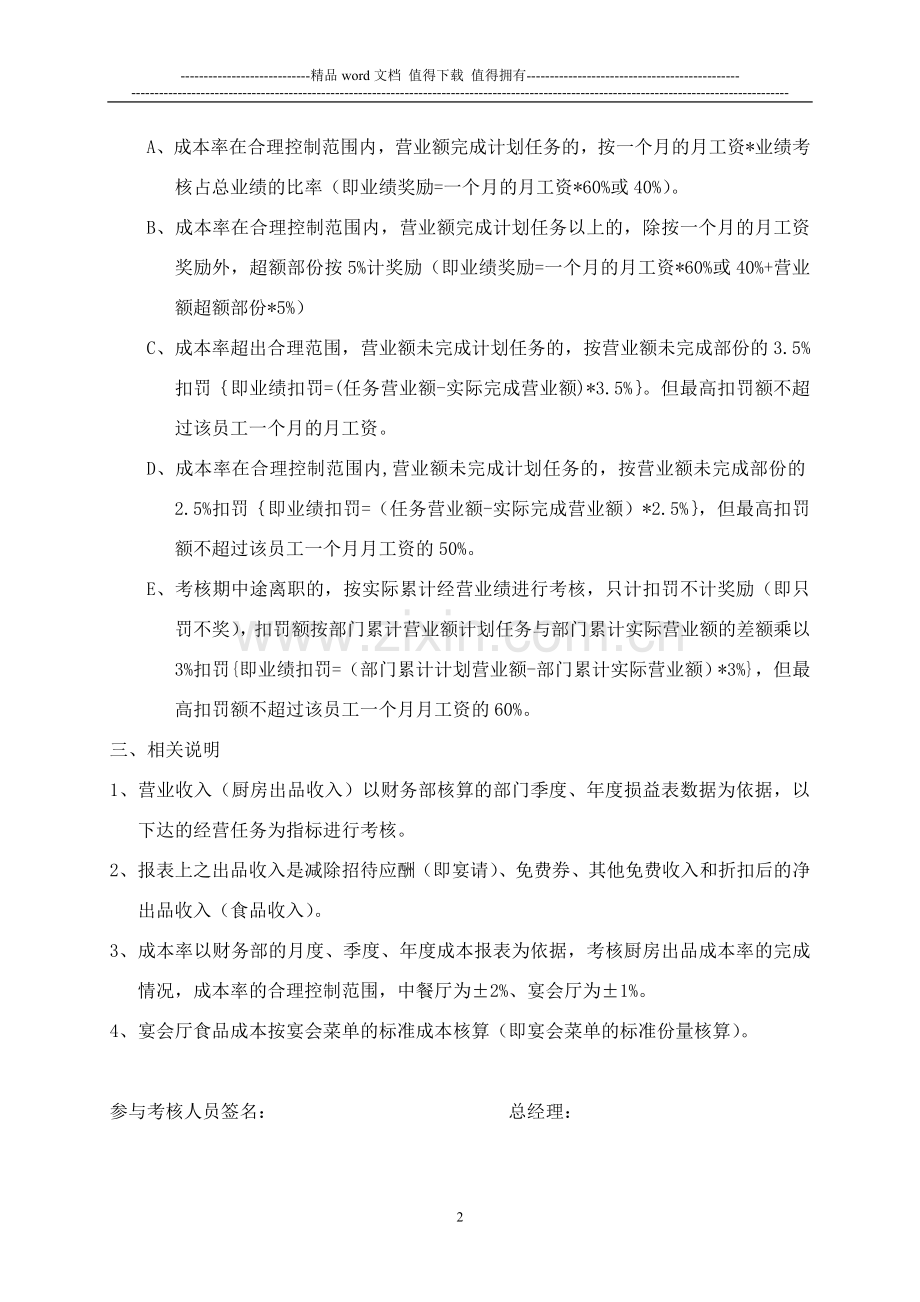 行政总厨考核方案..doc_第2页