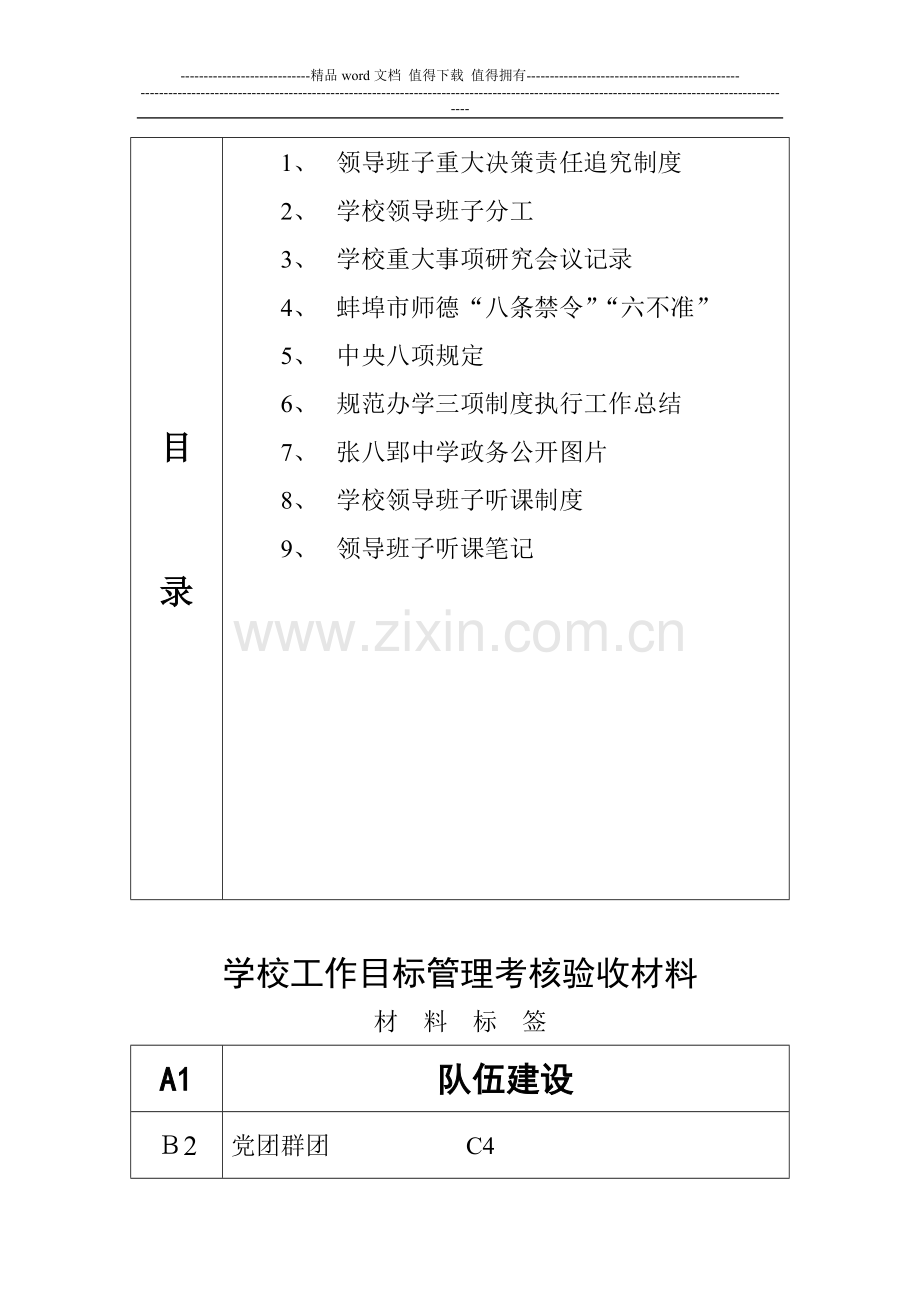 学校工作目标管理考核验收材料文件盒盒内标签12013.3..doc_第2页