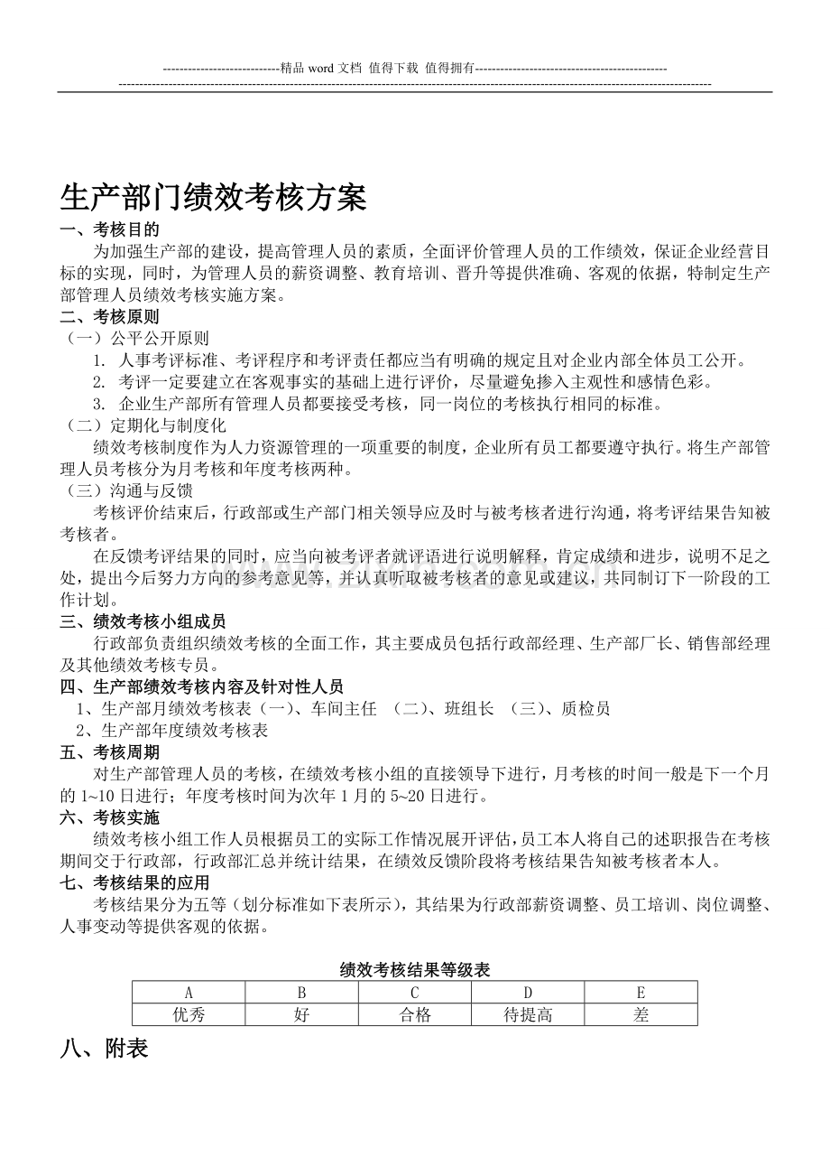 生产部门绩效考核方案..doc_第1页