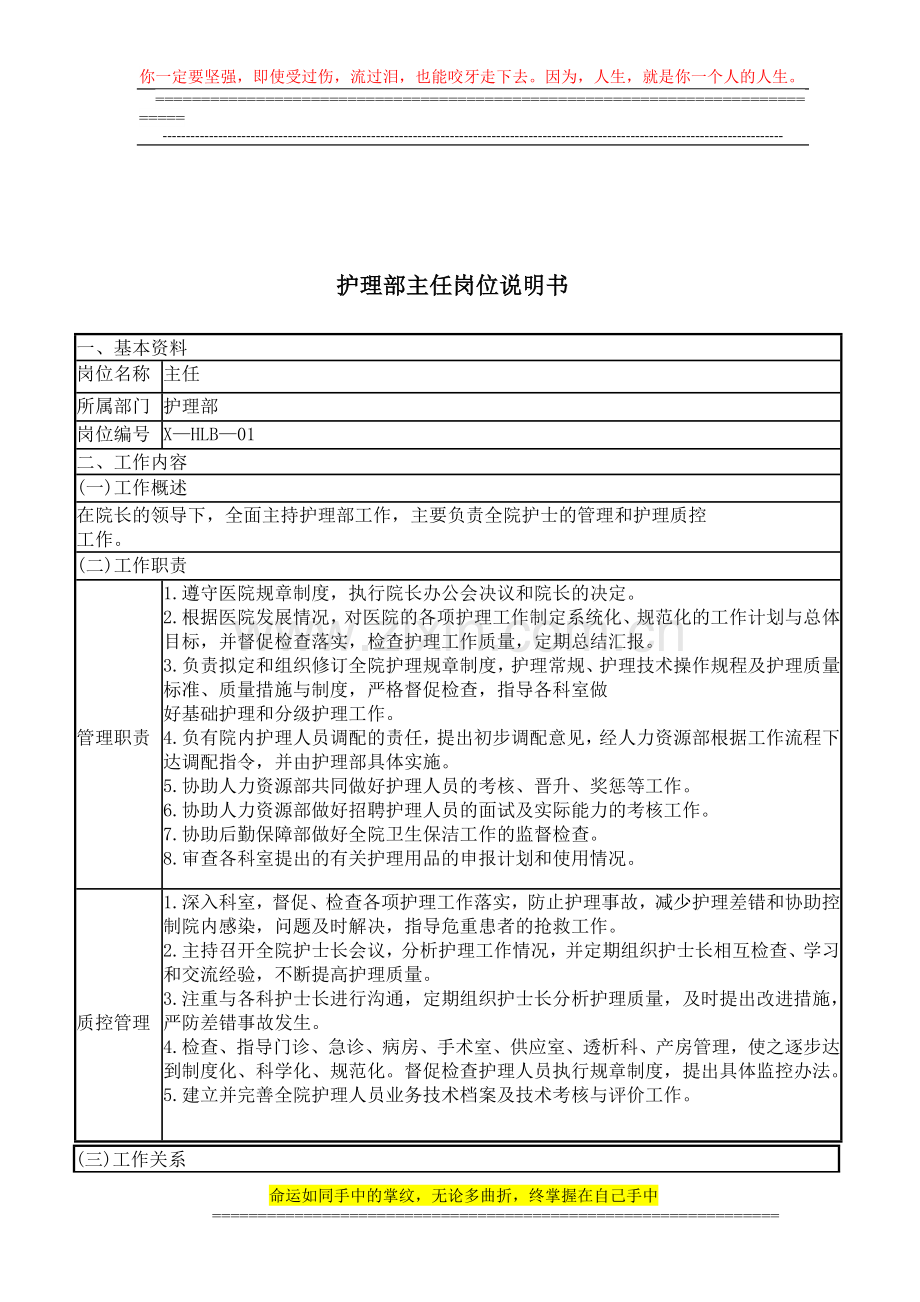 护理人员岗位说明书-(1)-(1).doc_第1页
