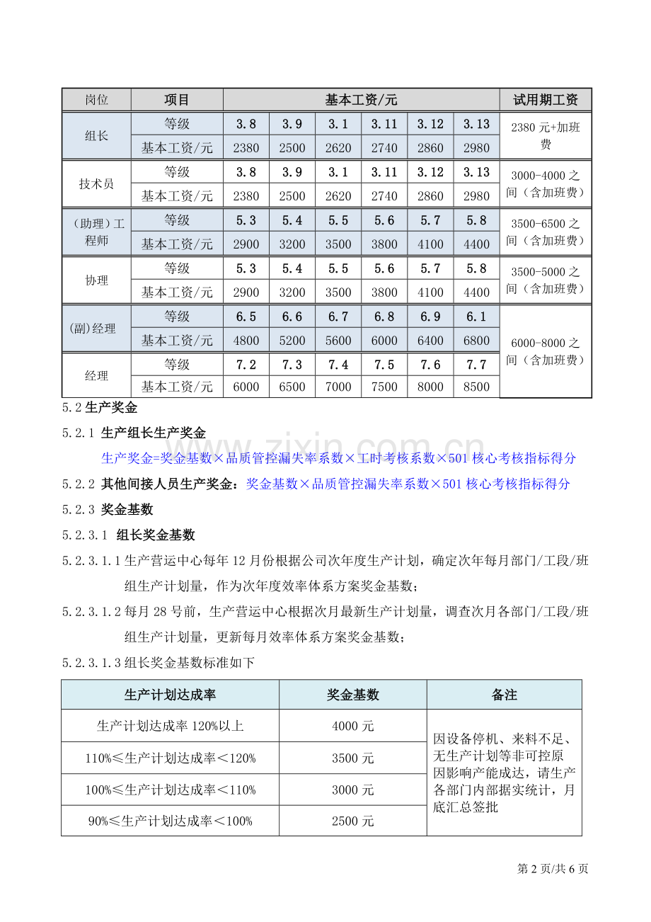 生产部效率体系薪酬管理办法(第五版)受控文件.doc_第2页