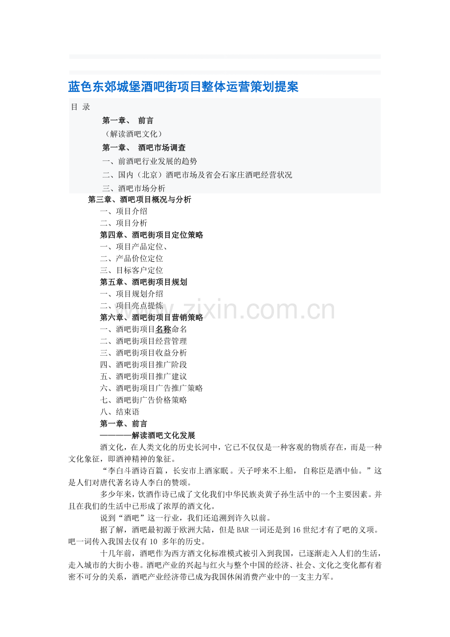蓝色东郊城堡酒吧街项目整体运营策划提案2.doc_第1页