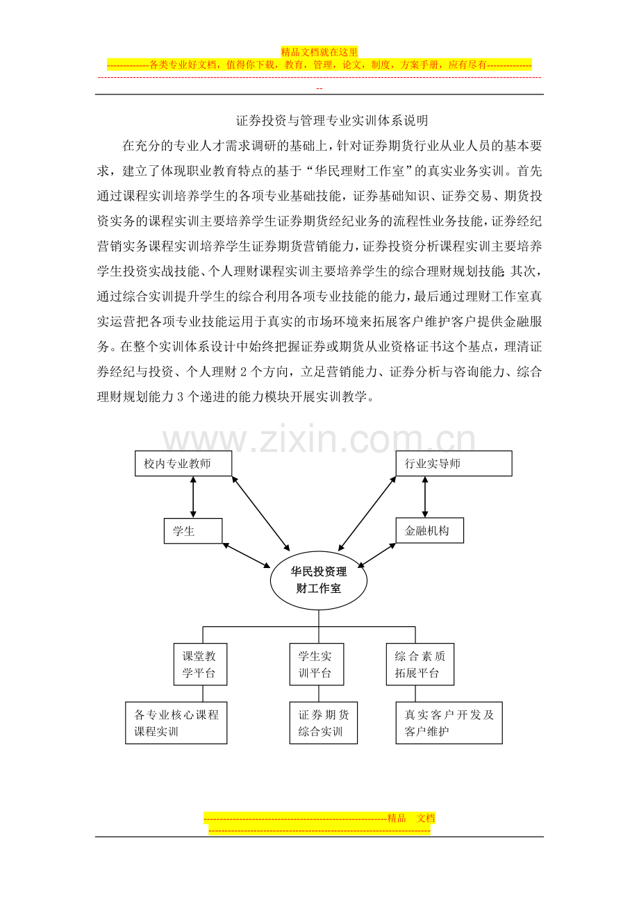 长沙民政职业技术学院证券投资与管理专业实训体系说明.doc_第1页