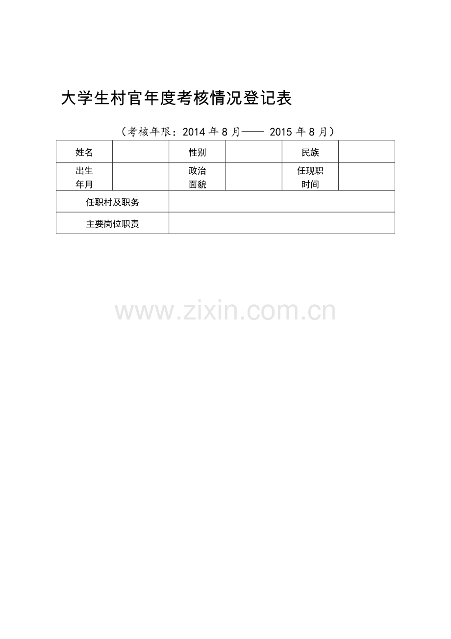 xx县大学生村官年度考核情况登记表..doc_第1页
