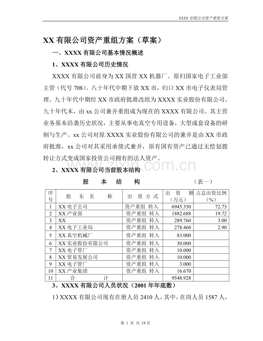XXXX重组方案.doc_第1页