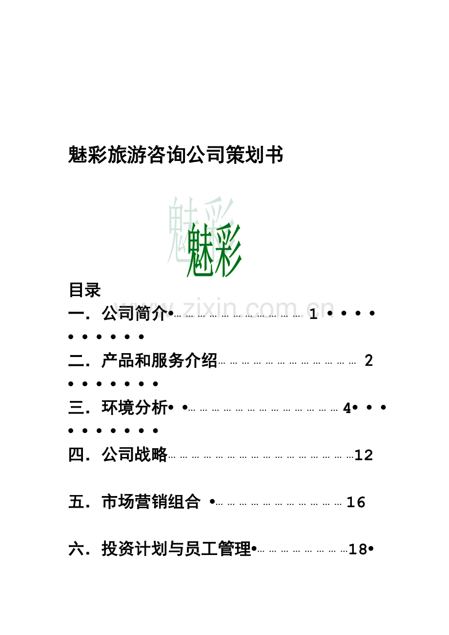 魅彩旅游咨询公司策划书.doc_第1页