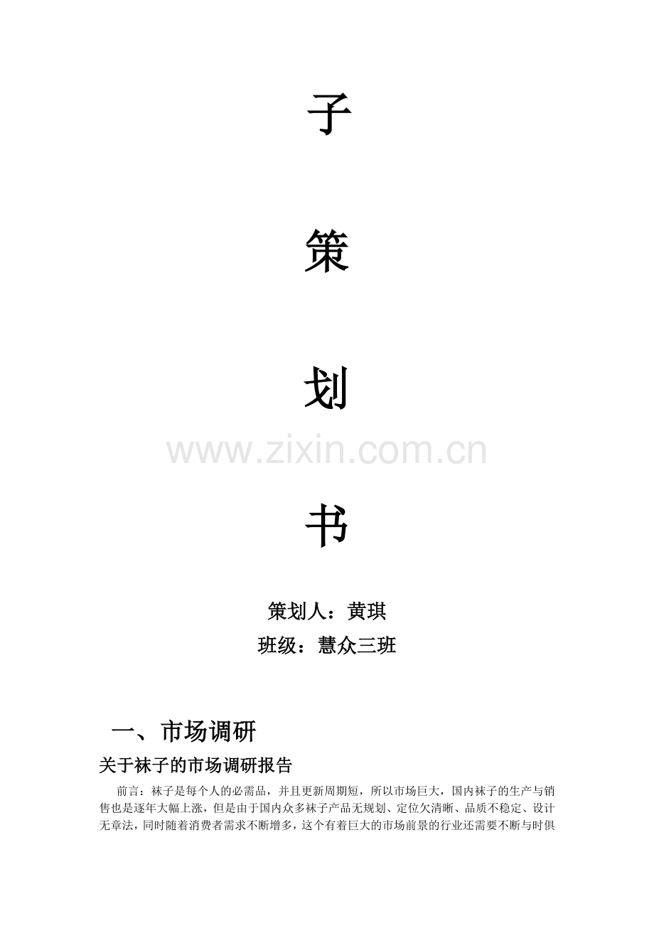 袜子营销营销策划书.doc_第2页