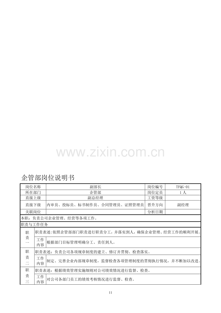 企管部岗位说明书.doc_第1页