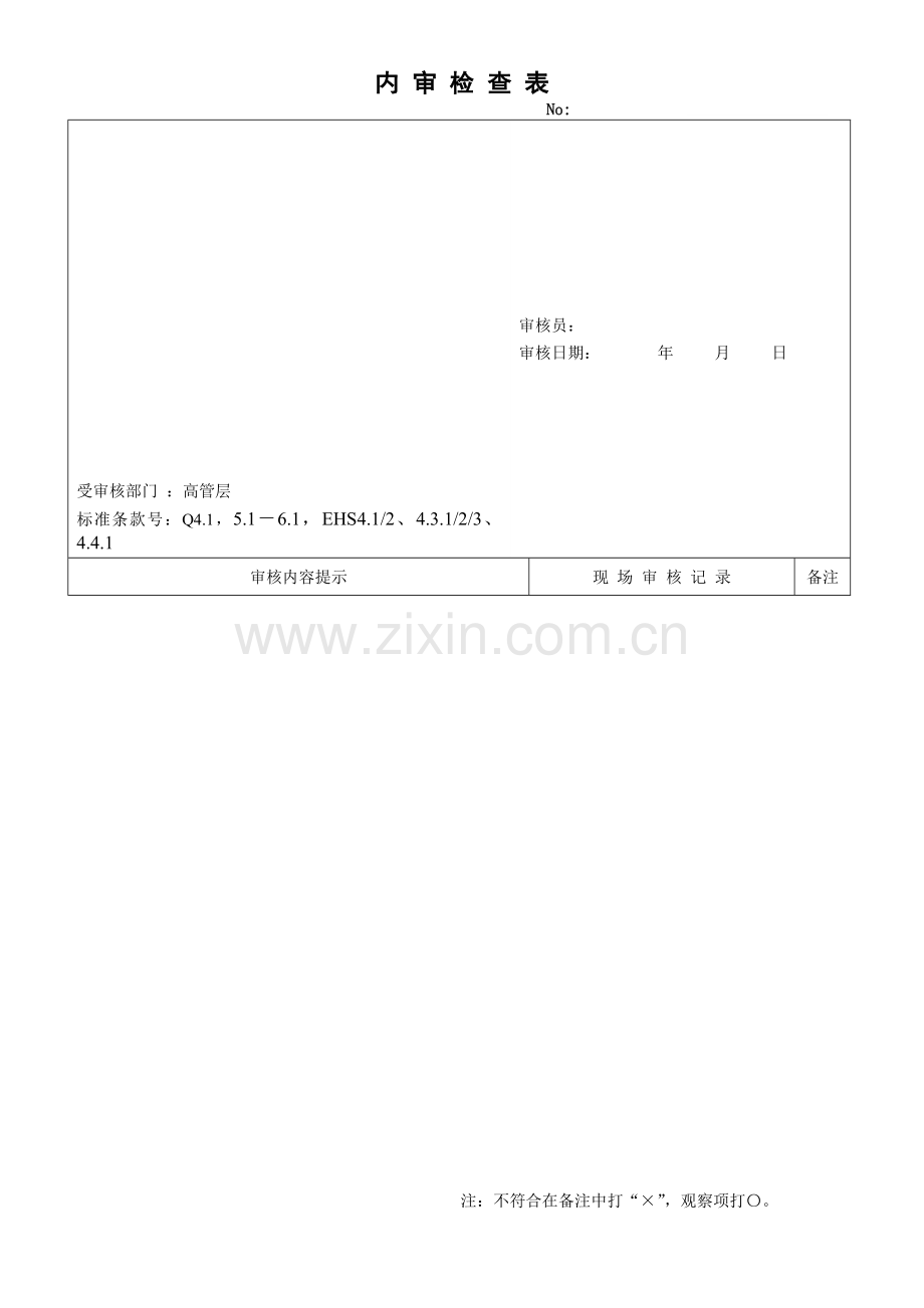 QES内审检查表(高层管理).doc_第1页