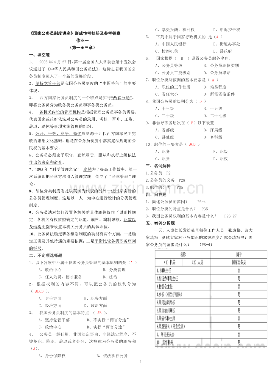 电大---2016电大《国家公务员制度讲座》形成性考核册答案.doc_第1页
