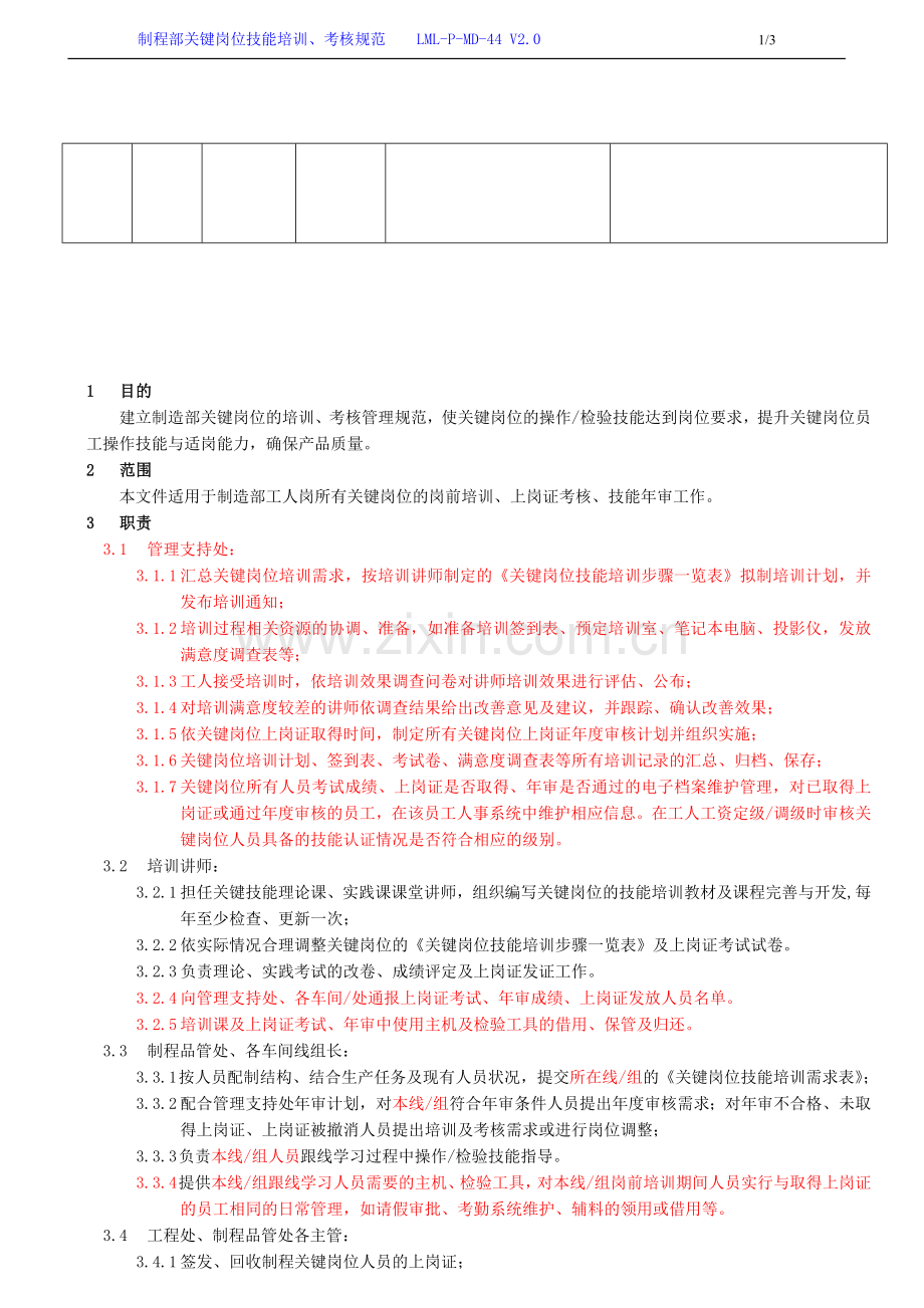 LML-P-MD-44-制造部关键岗位技能培训、考核规范-V2[2].0..doc_第2页