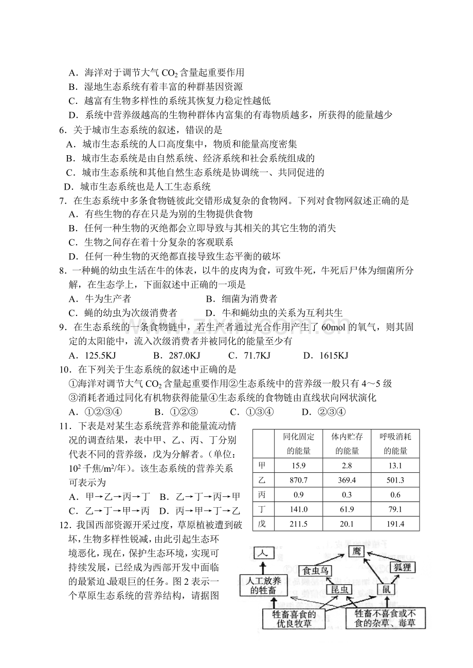 高三生物上学期单元检测卷2.doc_第2页