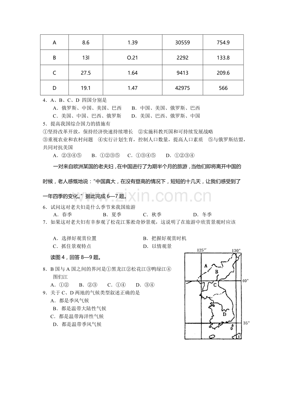 高二文科下学期综合测试卷世界地理部分[.doc_第2页