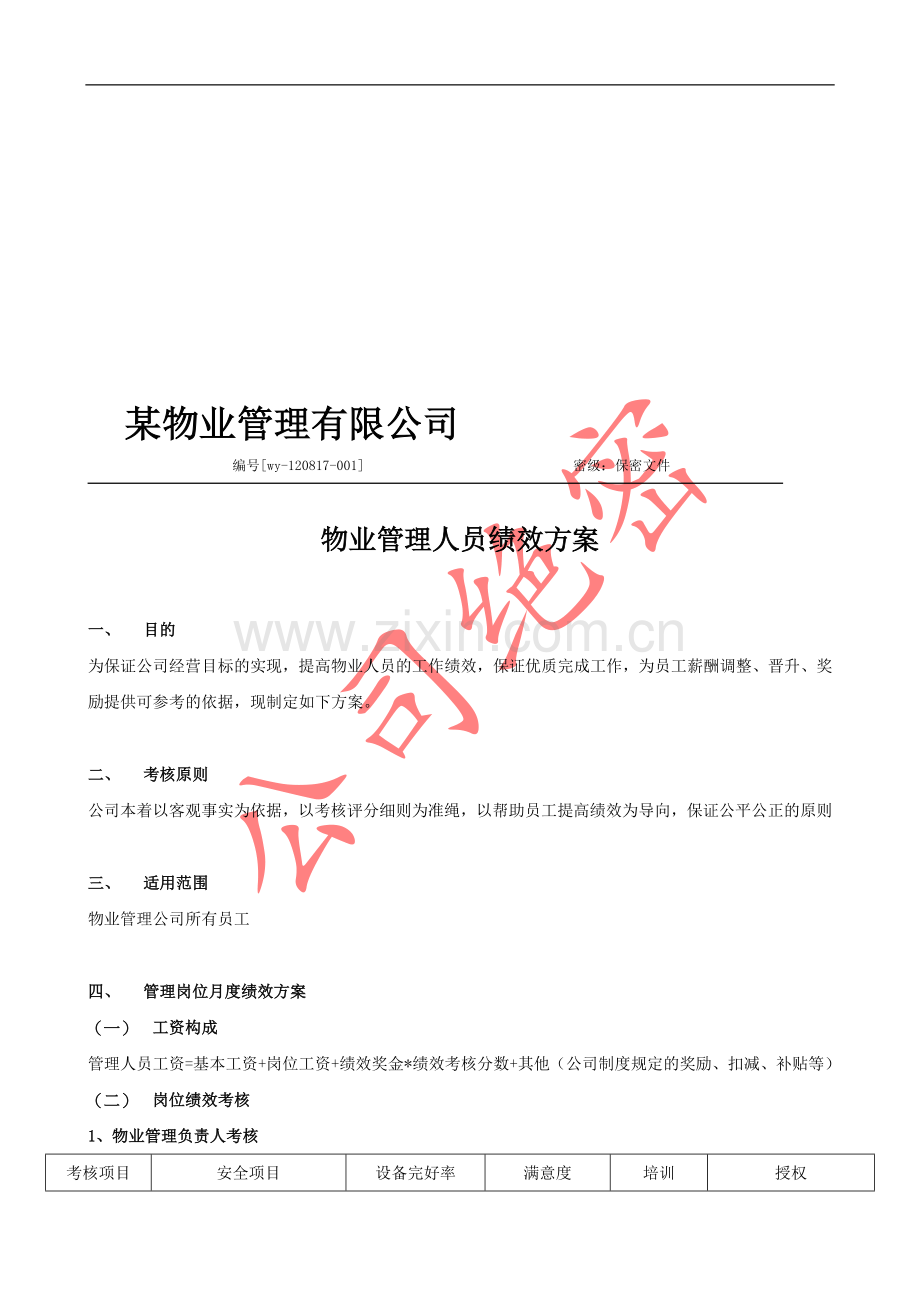 某物业管理公司绩效方案.doc_第1页