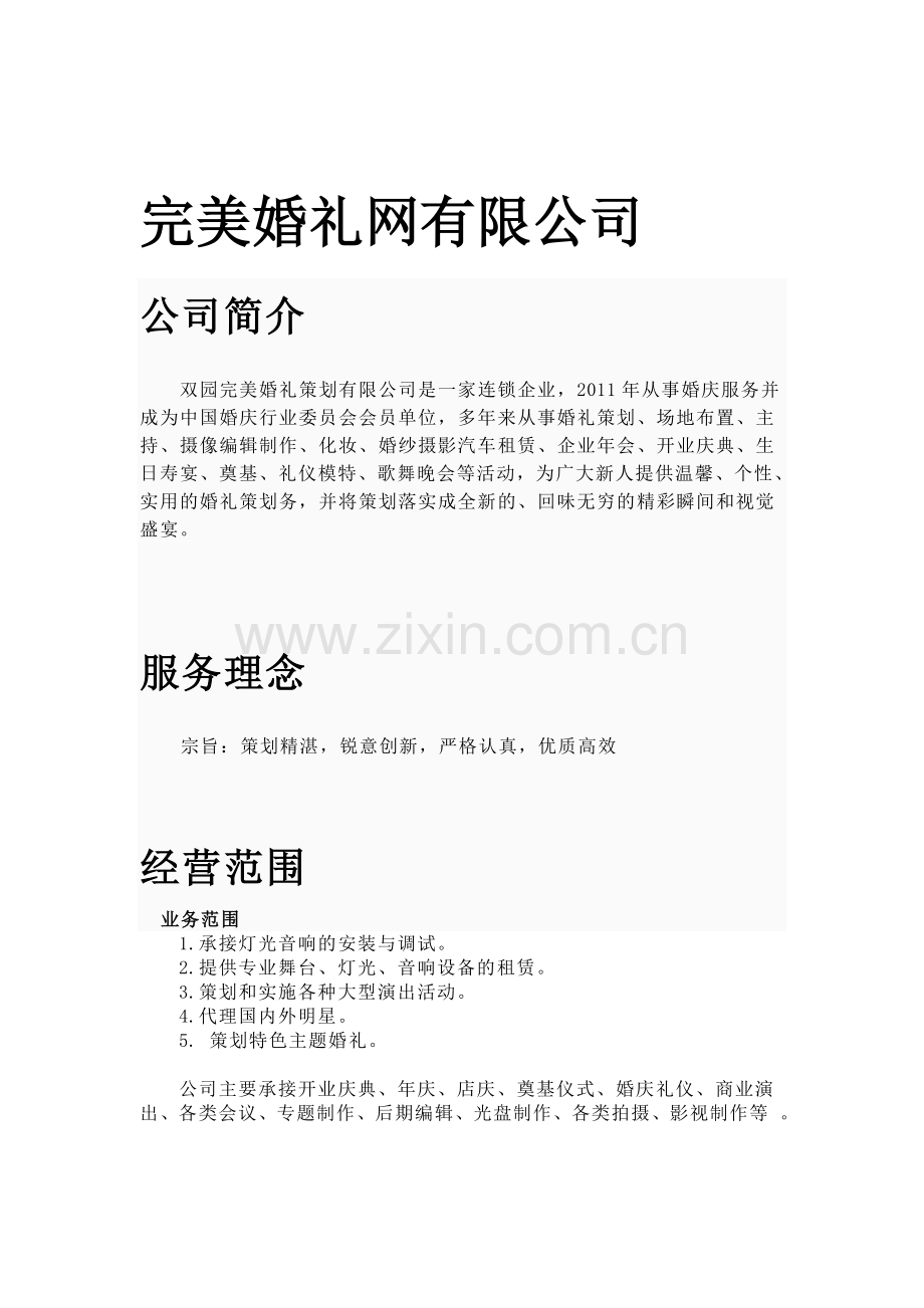 完美婚礼网有限公司策划书.doc_第1页