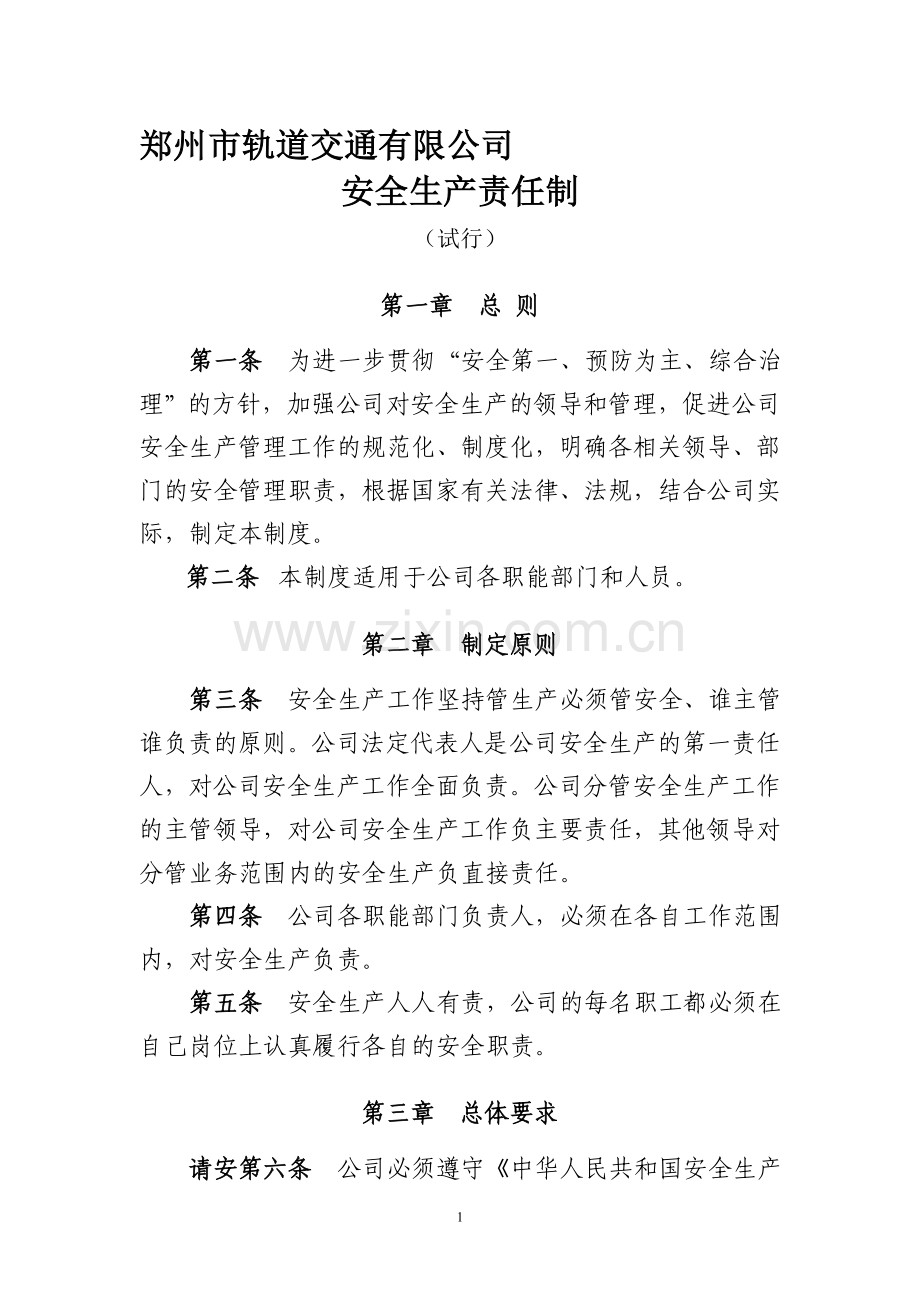 安全生产责任制(2012地铁公司).doc_第1页