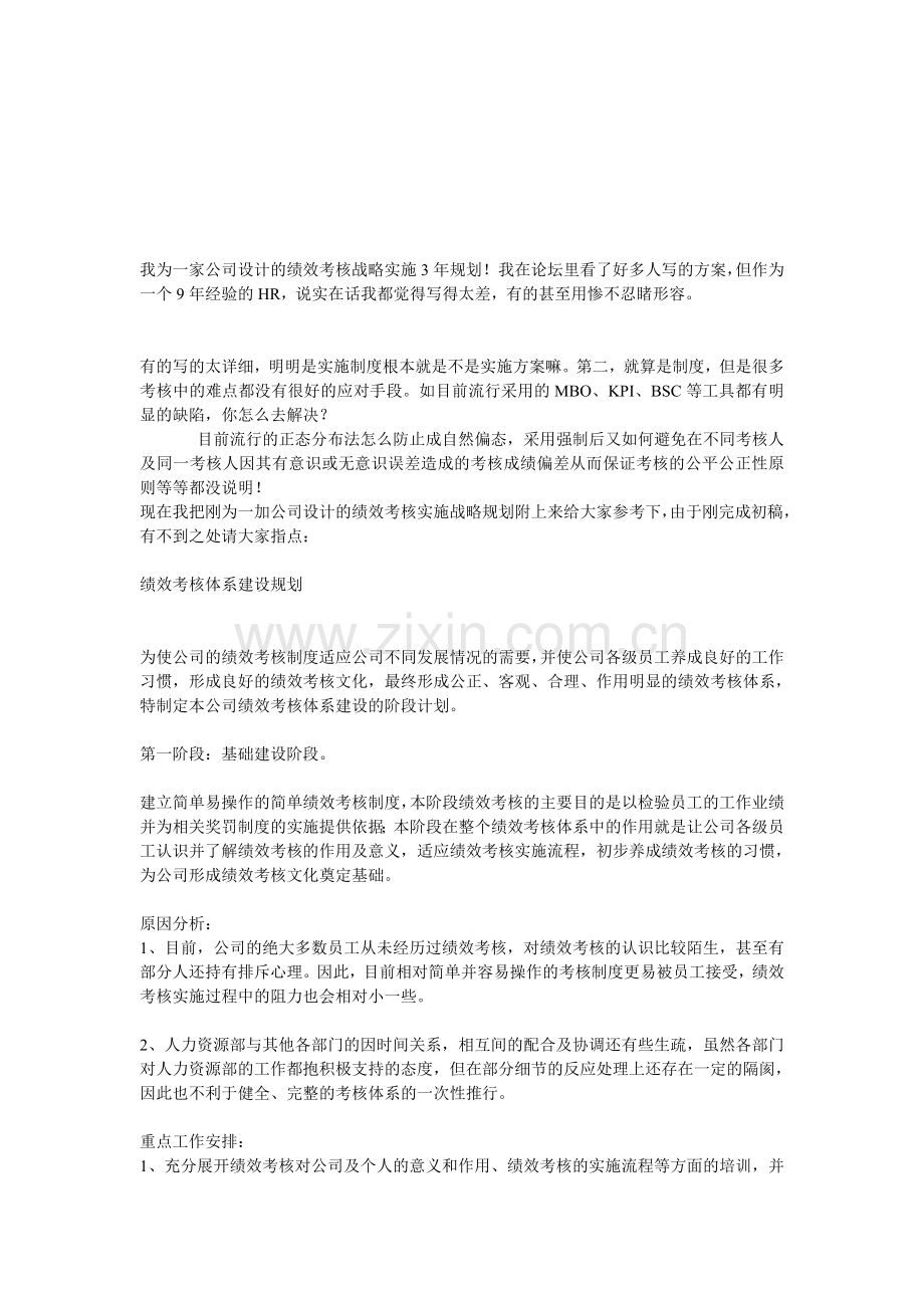 我为一家公司设计的绩效考核战略实施3年规划.doc_第1页