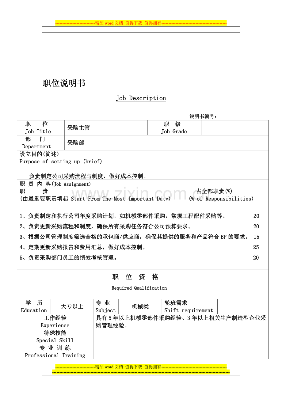 采购主管岗位职责.jsp.doc_第1页