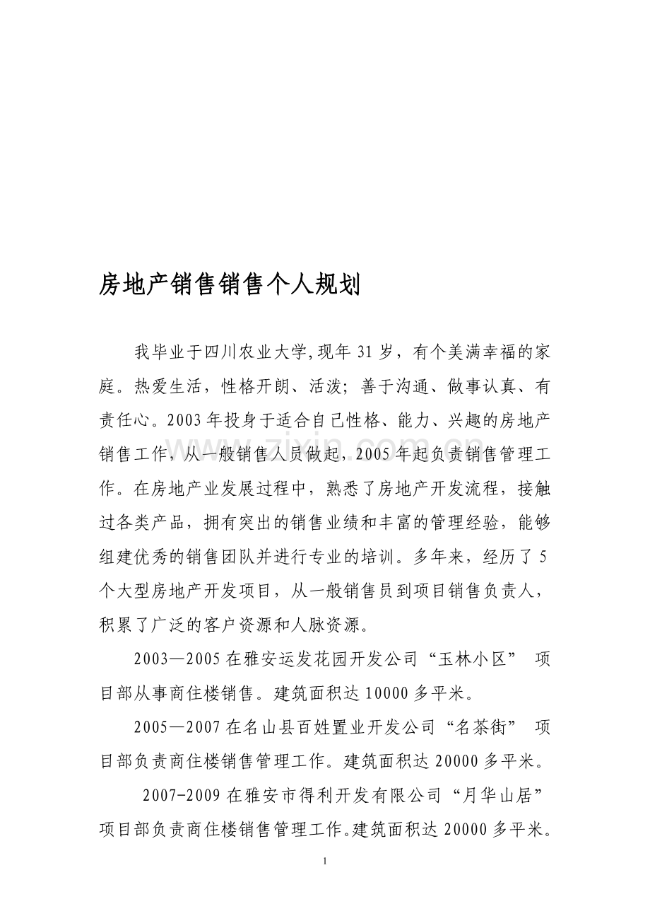 房地产销售销售个人规划.doc_第1页