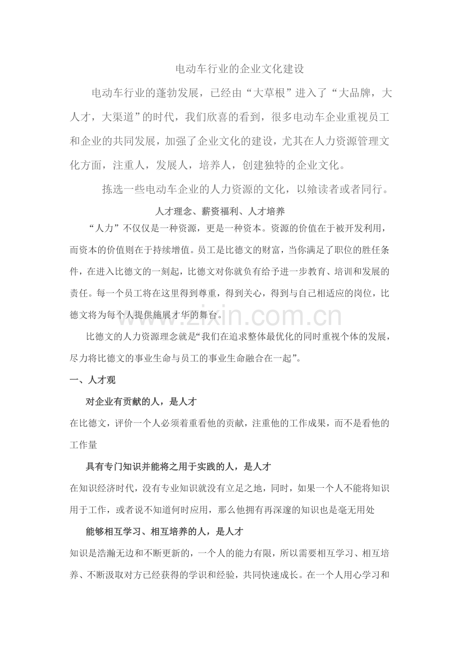 电动车行业的企业文化建设：人力资源.doc_第1页