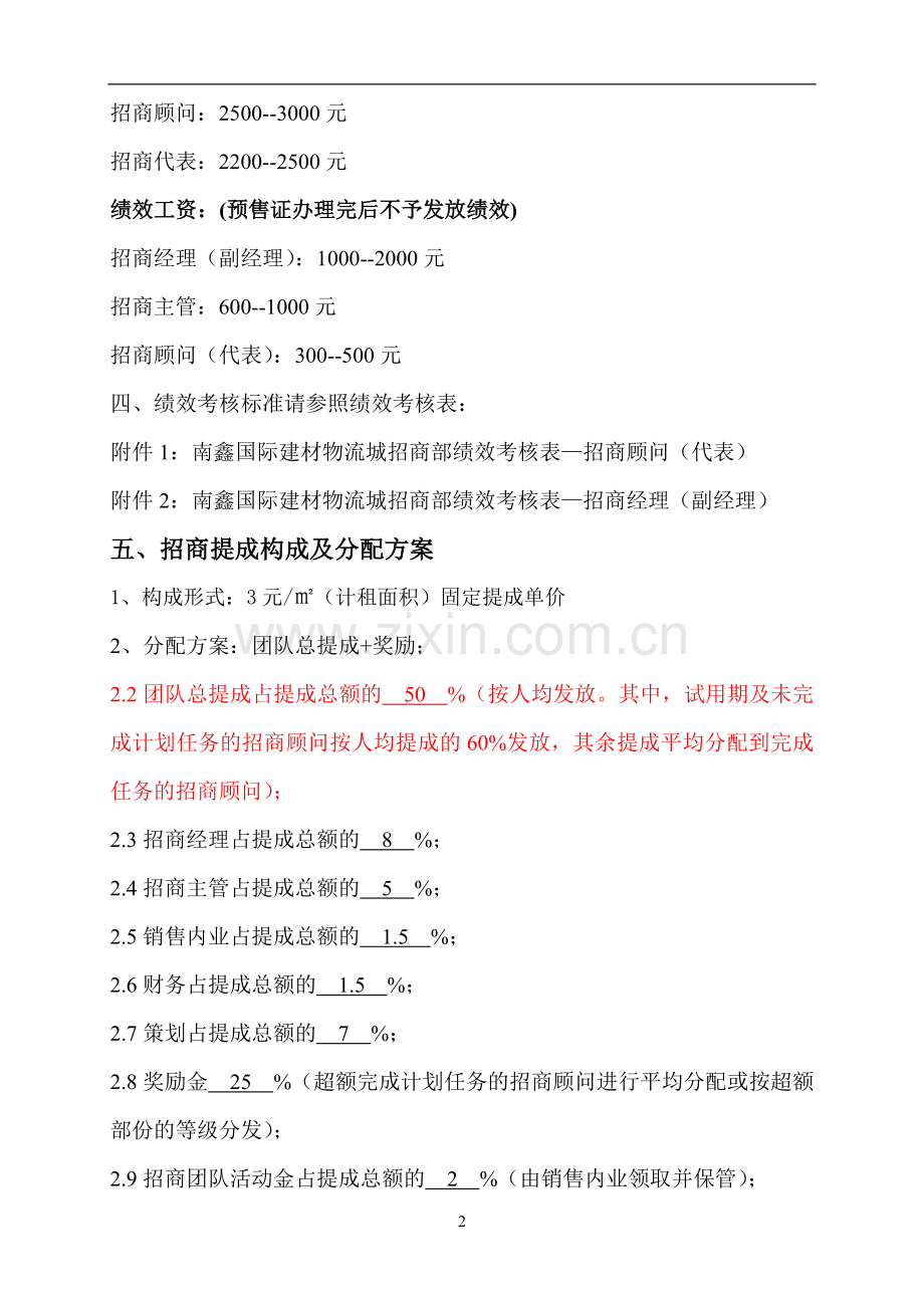 2017年招商部薪酬及提成操作方案.doc_第2页