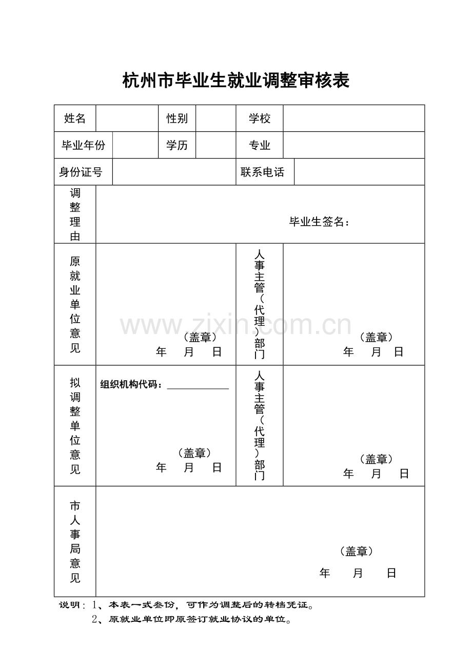 浙江省普通高校毕业生就业方案调整审核表.doc_第2页