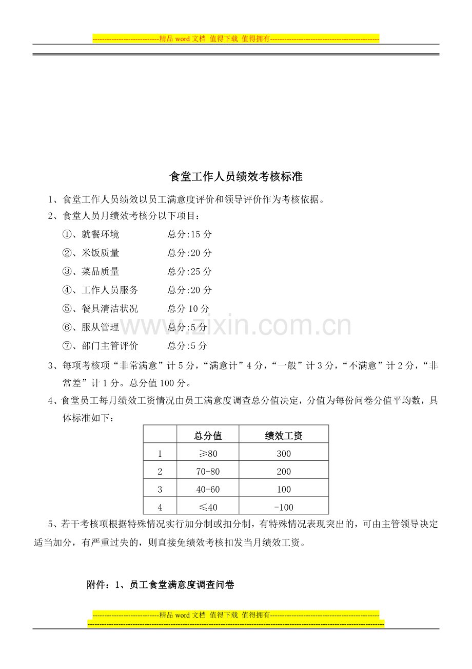 员工食堂考核标准..doc_第1页