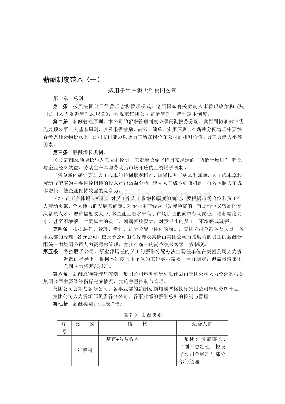 企业薪酬制度(范本一).doc_第1页