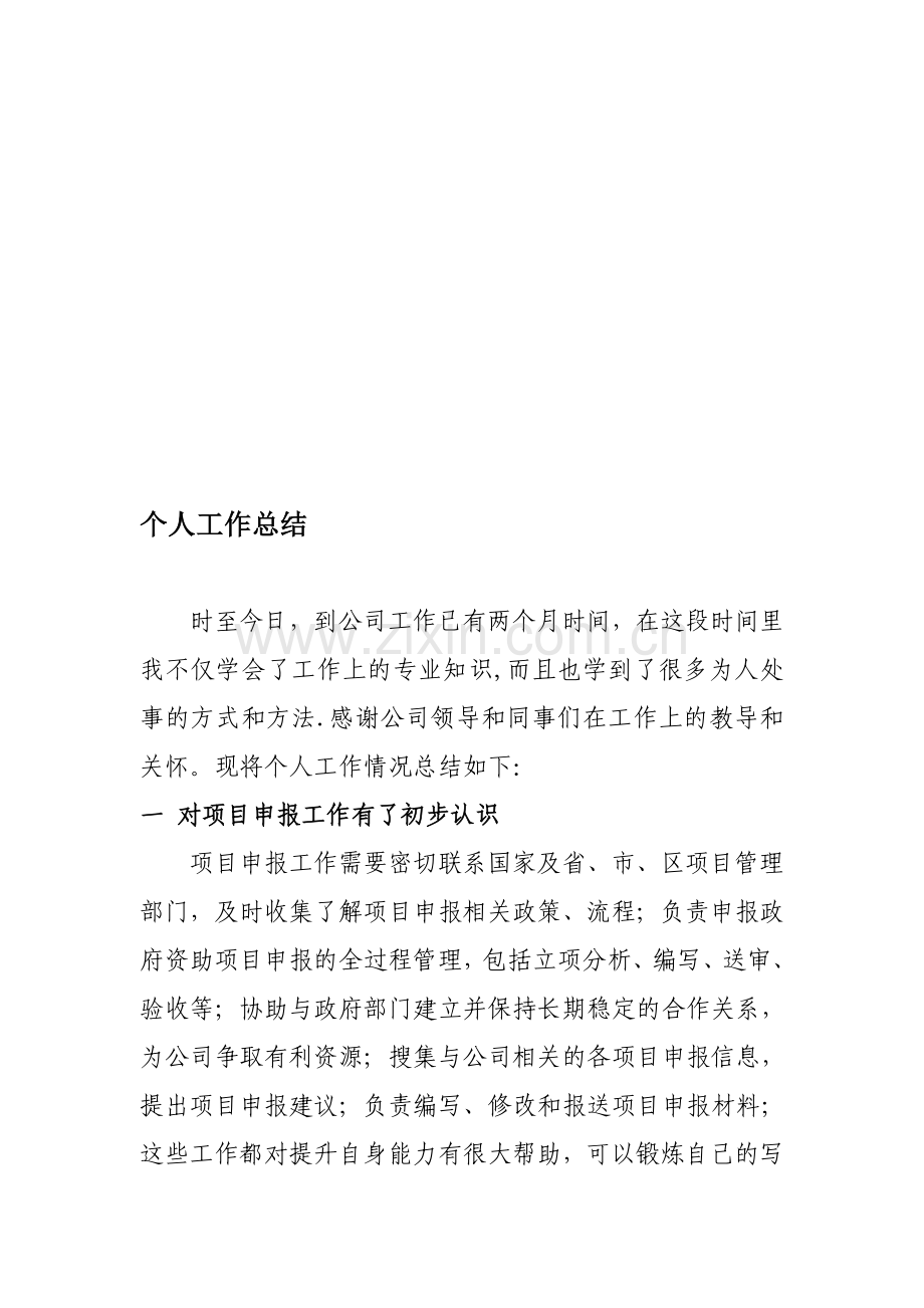 项目申报员个人工作总结.doc_第1页
