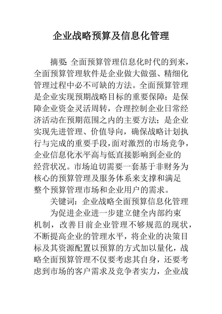 企业战略预算及信息化管理.docx_第1页