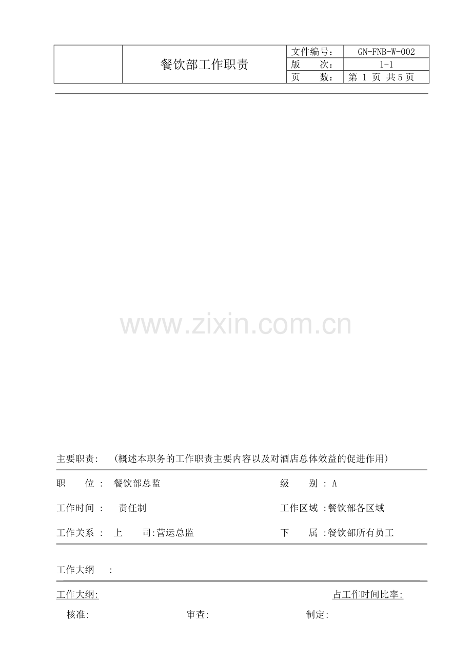 餐饮部总监工作职责规范.doc_第1页
