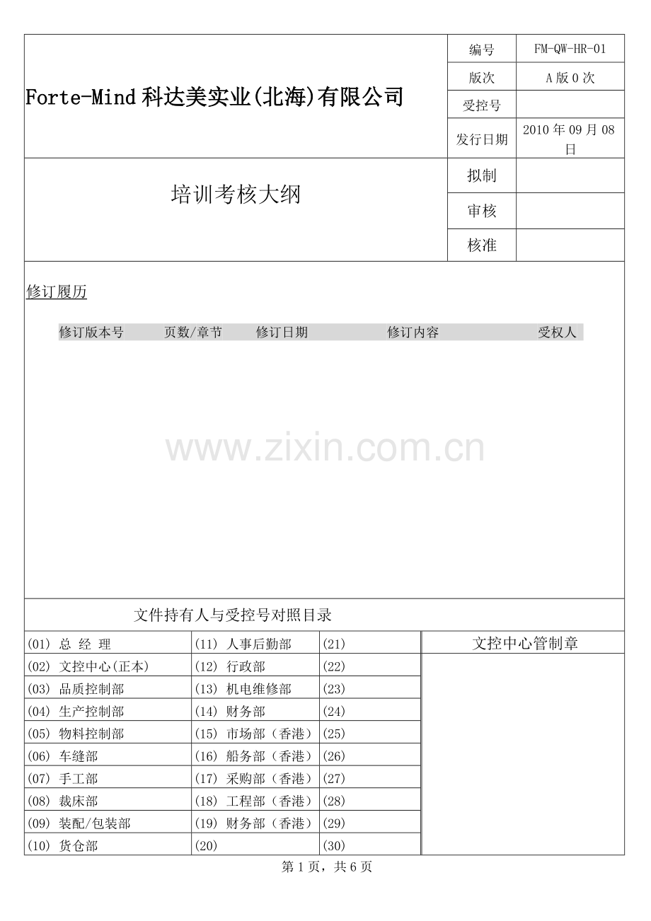 培训考核大纲FM-QW-HR-01..doc_第1页