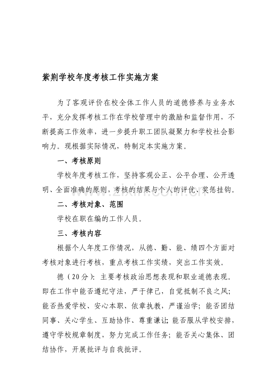 学校年度考核工作实施方案(试行).doc_第1页