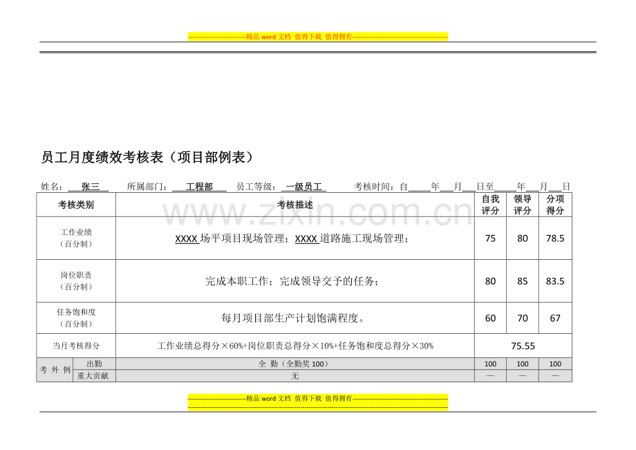 员工月度考核表1..doc_第1页