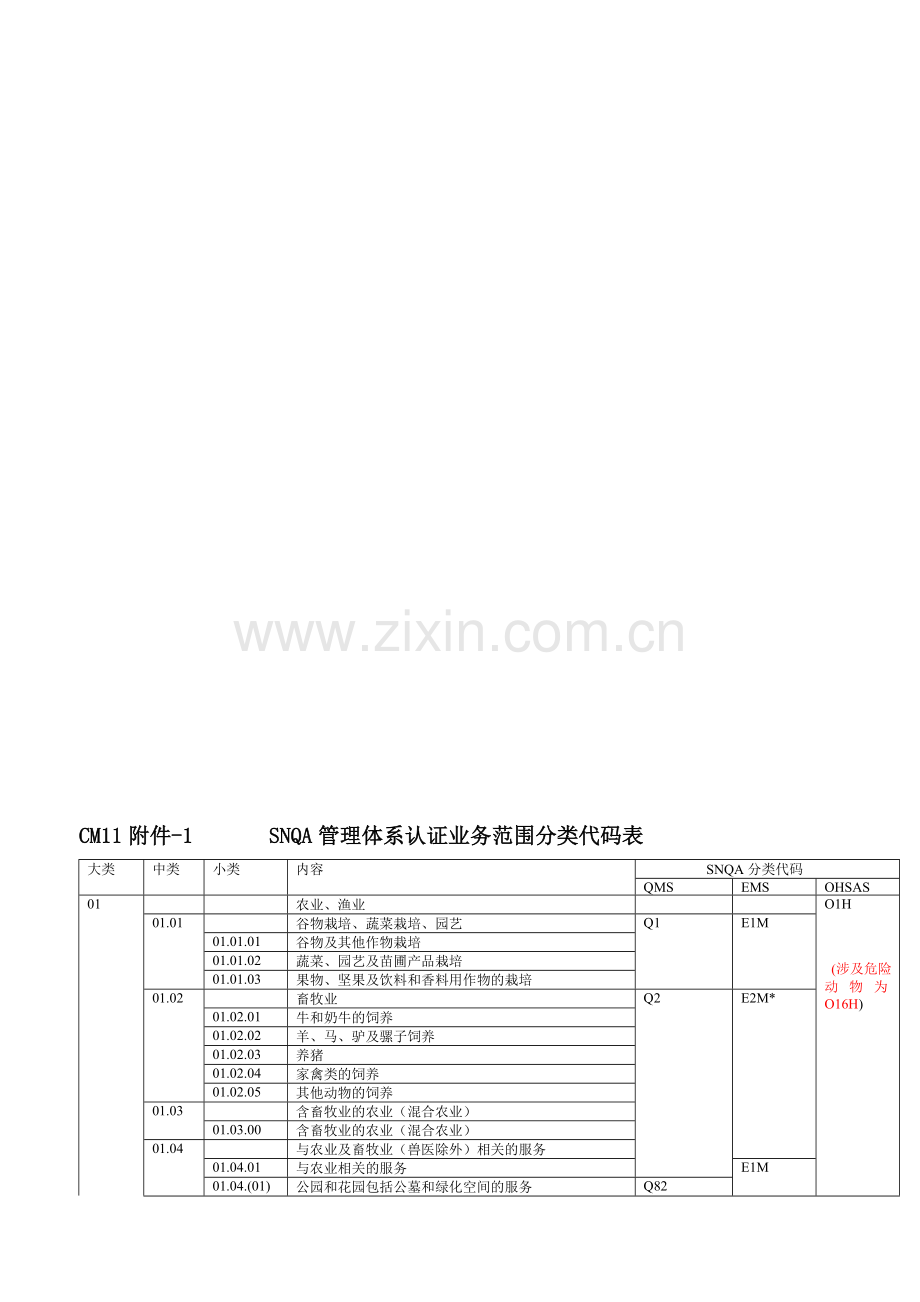 CM11-附件-SNQA管理体系认证业务范围分类代码表-1.doc_第1页