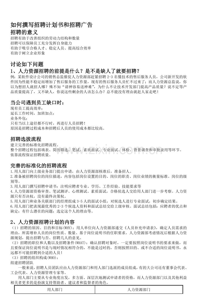 撰写招聘计划书的技巧.doc_第1页