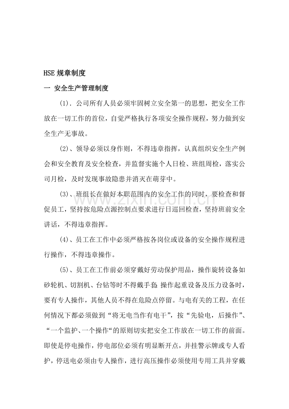 国有企业-事业单位-HSE安全-规章制度汇编.doc_第1页