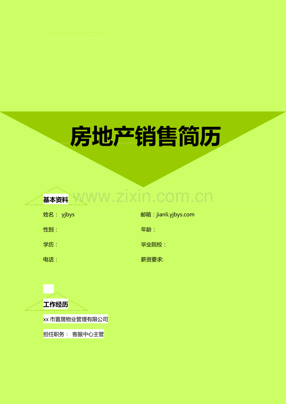 房地产市场营销简历模板.doc_第1页